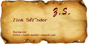 Zink Sándor névjegykártya