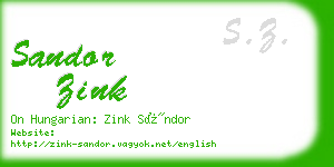 sandor zink business card